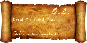 Orsós Lukács névjegykártya